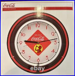 Vintage Style Coca Cola Double Neon 15 Wall Clock New In Box Free Ship