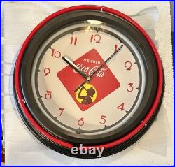 Vintage Style Coca Cola Double Neon 15 Wall Clock New In Box Free Ship