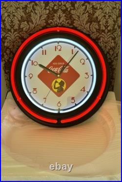 Vintage Style Coca Cola Double Neon 15 Wall Clock New In Box Free Ship