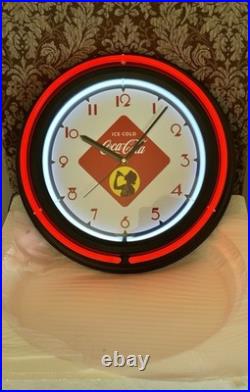 Vintage Style Coca Cola Double Neon 15 Wall Clock New In Box Free Ship