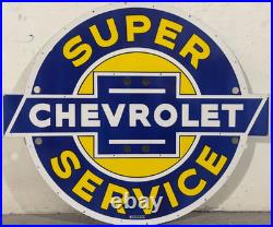 Vintage Super Chevrolet Service Gas & Oil Porcelain Enamel Neon Sign SSPN 48x42