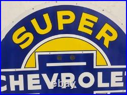 Vintage Super Chevrolet Service Gas & Oil Porcelain Enamel Neon Sign SSPN 48x42