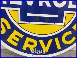 Vintage Super Chevrolet Service Gas & Oil Porcelain Enamel Neon Sign SSPN 48x42