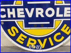 Vintage Super Chevrolet Service Gas & Oil Porcelain Enamel Neon Sign SSPN 48x42