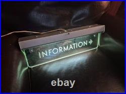 Vintage TRAIN DEPOT INFORMATION LIGHT UP SIGN. ETCHED GLASS