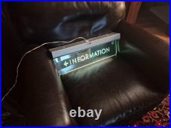 Vintage TRAIN DEPOT INFORMATION LIGHT UP SIGN. ETCHED GLASS