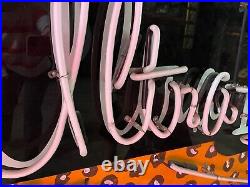 Vintage ULTRA LOUNGE Working Neon Sign 87x38 on Painted Wooden Backer