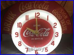 Vintage Wayne's reproduction Coca Cola Marquee lighted neon clock sign 36 WORKS