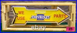 Vintage We Use Chevy Chevrolet Parts Arrow Neon Sign In Crate 26x9x6 WORKS