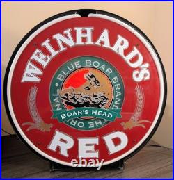 Vintage Weinhards Red Boars Head Light Up Advertising Motion Neon Beer Sign 1994