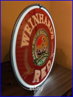 Vintage Weinhards Red Boars Head Light Up Advertising Motion Neon Beer Sign 1994