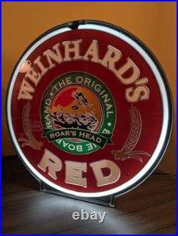 Vintage Weinhards Red Boars Head Light Up Advertising Motion Neon Beer Sign 1994