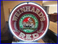 Vintage Weinhards Red Boars Head Light Up Advertising Motion Neon Beer Sign 1994