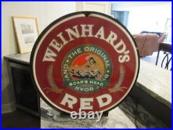 Vintage Weinhards Red Boars Head Light Up Advertising Motion Neon Beer Sign 1994