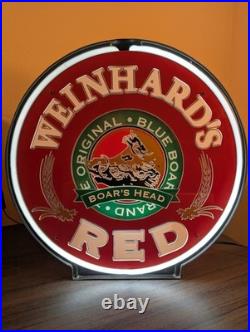 Vintage Weinhards Red Boars Head Light Up Advertising Motion Neon Beer Sign 1994