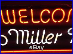 Vintage Welcome To Miller Time Neon Beer Sign Bar Light Mancave