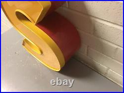 Vintage Yellow Red Neon Letter S 15 1/2 Tall X 12 Wide X 9 Deep