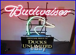 Vintage and Rare Budweiser Ducks Unlimited Neon Sign