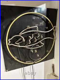 Vintage fish neon Sign Fishmonger store restaurant Staten Island pick up