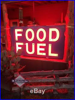 Vintage food fuel neon porcelain sign