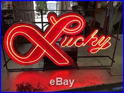 Vintage lucky neon beer sign