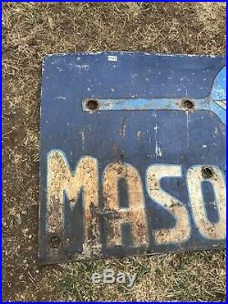 Vintage masonic Temple Sign. Large Painted Metal Masons Neon