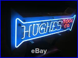 Vintage neon sign HUGHES TOOL COMPANY old neon electric sign Industrial Art
