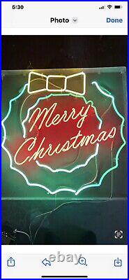 Vintage neon sign Merry Christmas, 3' X 3' Bargain Advertising Store? Display