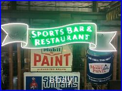 Vintage neon sign Sports Bar & Restaurant. Professionally restored, 8' long