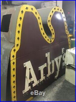 Vintage neon sign original 18 foot Arbys hat double sided removed from Flint