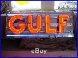 Vintage porcelain gulf neon sign