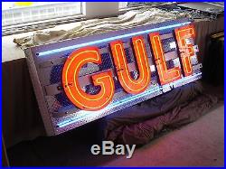 Vintage porcelain gulf neon sign