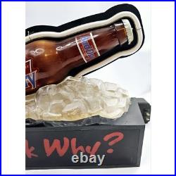Vtg 1992 BudDry Blue Neon Beer Sign Anheuser Why Ask Why Bottle On Ice RARE