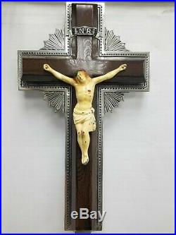 Vtg Antique Art Deco Jesus on Cross Funeral Home Church Crucifix Sign Neon Box