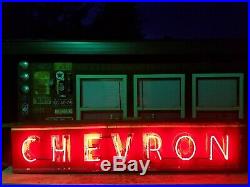 Vtg Chevron Standard Oil Gas Service Station Porcelain Neon Sign Fully Restored