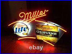 Vtg LARGE Miller Draft Lite Beer Mancave Bar Pub Neon Sign Light PICK UP ONLY