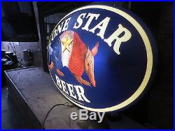 Vtg LONE STAR BEER illuminated ARMADILLO Sign / Bar Light Rare TX neon shiner
