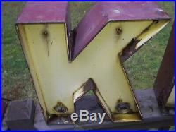 Vtg Large Heavy Rusty Metal Channel Sign Letters L A K E Originally Neon LAKE
