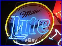 Vtg MILLER LITE BEER True To Texas Neon Sign / Bar Light RARE lone star flag