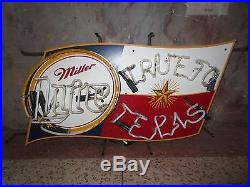 Vtg MILLER LITE BEER True To Texas Neon Sign / Bar Light RARE lone star flag