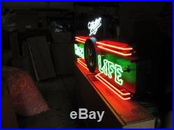 Vtg Miller High Life Beer Sign Old Neon Girl On The Moon Light Bar Pub Man Cave