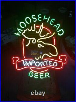 Vtg Moosehead Neon Beer Sign Real Original Tavern Bar Pub Light Man Cave Recroom