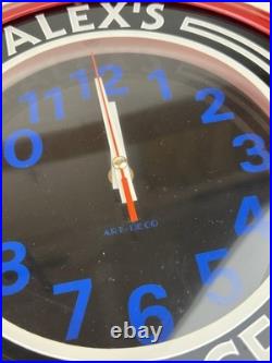 Vtg Neon Clock Underwriters Laboratories Electric Sign Works RED ALEX'S PLACE