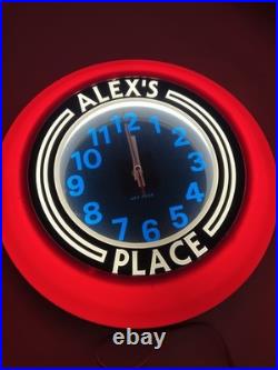 Vtg Neon Clock Underwriters Laboratories Electric Sign Works RED ALEX'S PLACE