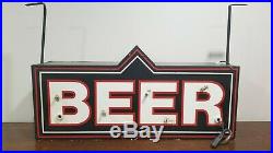 Vtg Original Beer Double Sided Hanging Light-Up Neon Sign for Bar or Man Cave