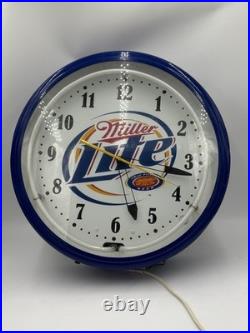 Vtg Original Miller Lite Neon Beer Clock Sign Industrial Restaurant Tavern USA