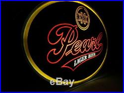 Vtg PEARL BEER & PERLA CERVEZA Texas Neo-Neon Sign Set / Bar Light lone star