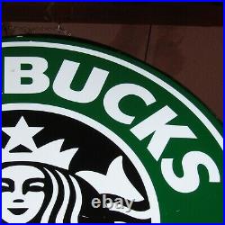 Vtg Starbucks 90's Drive Thru Sign One Sided Interior Neon Lit 4'x8 Works MP377