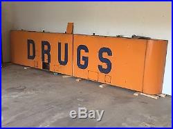 WOW! 16' LONG VinTagE Original Neon DRUGS Sign PORCELAIN Nice OLD Store Pharmacy