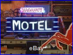 WOW! VinTagE Original MOTEL 2 Sided Pole Sign w Base NEON Hotel Gas Oil BIG! OLD